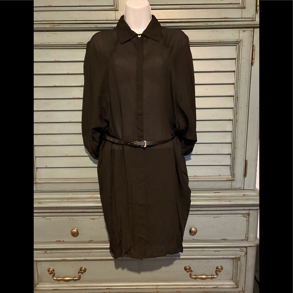 Sheer Belted Dress w/ Dolman Sleeves by Aleu Alani